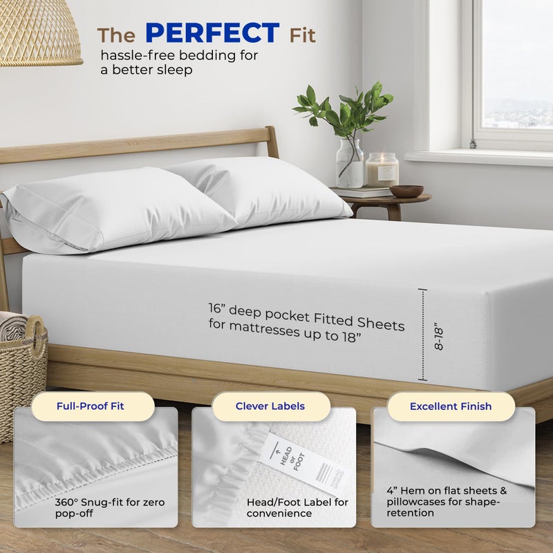 THREAD SPREAD Luxury Egyptian Cotton Sheets Twin XL Size - 600 Thread Count 3 PC Silver Twin XL Sheets Deep Pockets, Soft, Cooling Sateen Weave College Dorm Bedding Twin XL, Fits Mattress upto 18 inch - Image 4